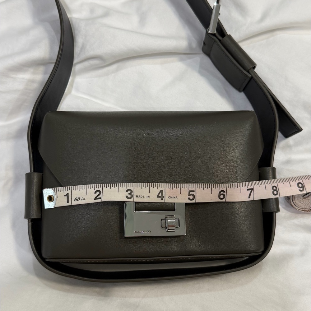 All Saints Frankie 3 in 1 Crossbody Belt Bag Silver Buckle Green NWT - Picture 11 of 17